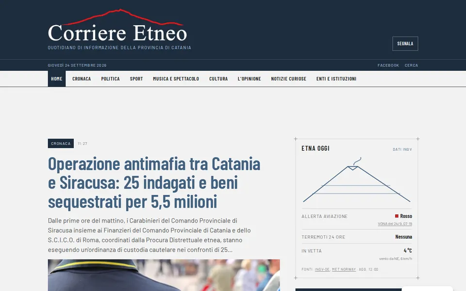 La home di Corriere Etneo