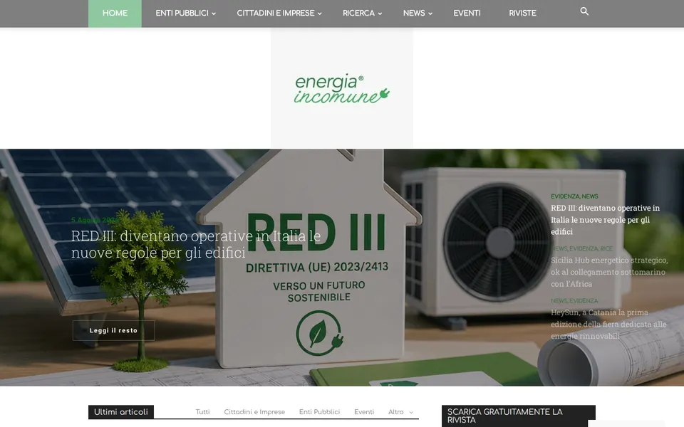 La home di Energia in Comune