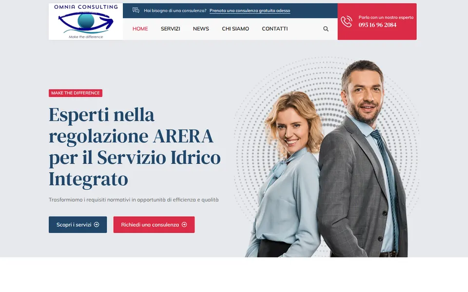 La home di Omnia Consulting